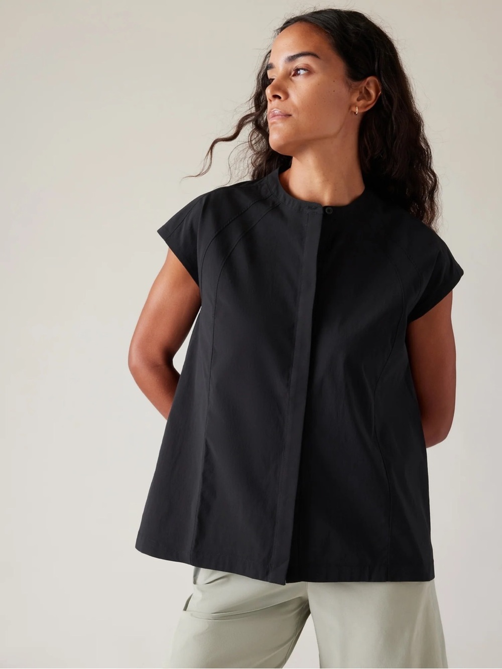 ATHLETA performance poplin top black XXS